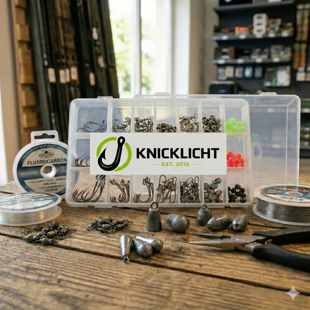 Hochwertiges Angelzubehör und Terminal Tackle im Knicklicht Angelladen Berlin – Profi-Equipment wie Haken, Snaps und Tungsten-Gewichte für Raubfisch- und Friedfischangler.